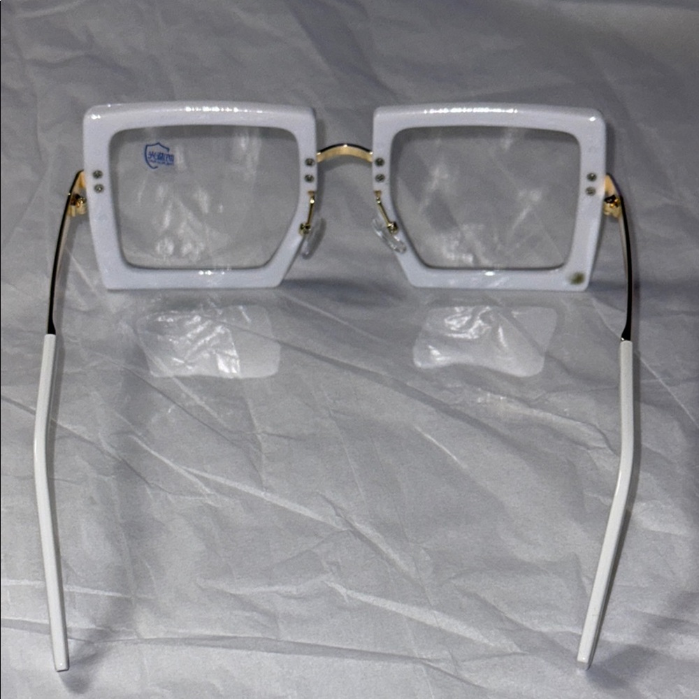 NWOT-White Square Frame Glasses - Picture 7 of 11